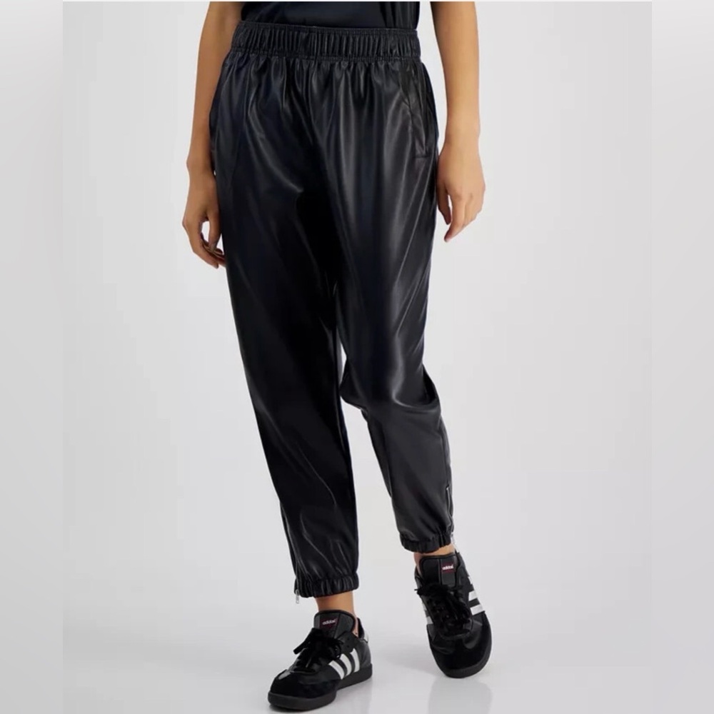 Anthropologie Avec Les Filles Faux Leather Jogger Pants Black Size XL